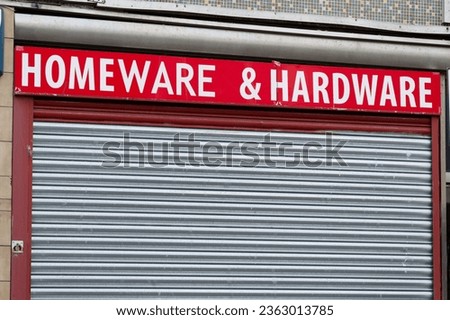 Homeware and hardware shop sign selling home improvement equipment
