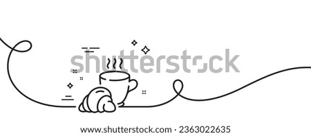 Coffee break line icon. Continuous one line with curl. Breakfast hot tea sign. Coffee time symbol. Coffee break single outline ribbon. Loop curve pattern. Vector Royalty-Free Stock Photo #2363022635