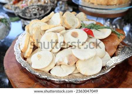 pita bread typical Lebanese Syrian food flour bread with water..