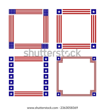 Square american flag frame. vector illustration