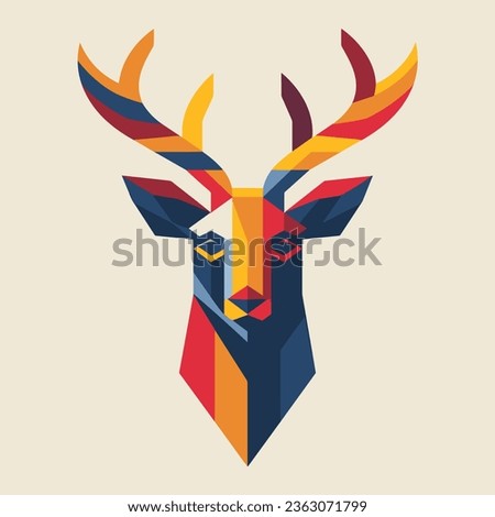 Colorful Logo of Reindeer Face isolated on light color background Royalty-Free Stock Photo #2363071799
