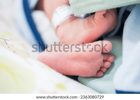 baby feet,Parents hold in the hands and feet of the newborn baby.