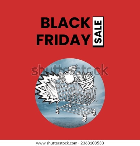 Composite of black friday sale text over shopping trolley on red background. Black friday, sales, shopping and retail concept digitally generated image.