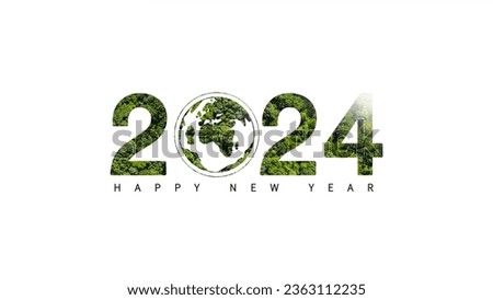 Happy Green New Year 2024, Go green 2024 concept, sustainable environmental development. Climate change in the sustainable energy business Upcoming environmental protection in 2024