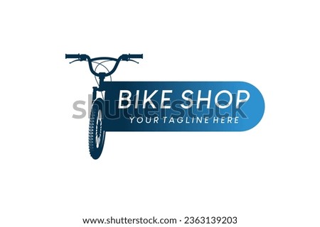 Bike shop logo design template, bicycle vector illustration with front view
