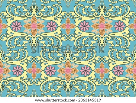 Ethnic flower point blue embroidery ikat traditional pattern.Seamless flora ethnic pattern.Ethnic folk embroidery pattern.vector illustration.design for fabric,clothing,texture,decoration,wrapping.