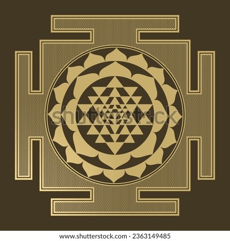 Sri Yantra (Sri Chakra) illustration.  this one IS CORRECT Sri Yantra on Web you can use this design selling and roofing Royalty-Free Stock Photo #2363149485