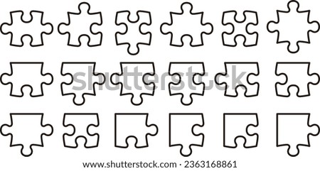 Vector illustration set of blank jigsaw puzzles
