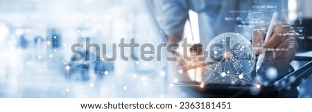 Medical technology, online health, global health network and tourism concept. Doctor using digital tablet and laptop computer with medical technology internet network connection, digital technology Royalty-Free Stock Photo #2363181451