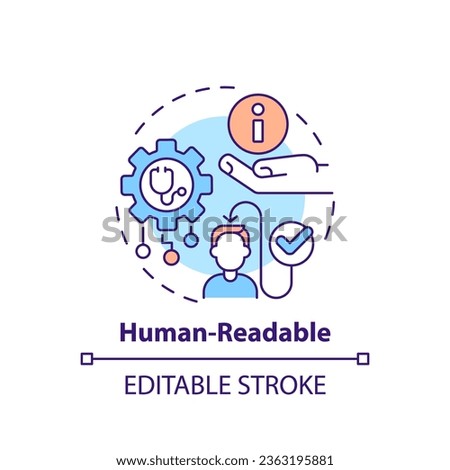 2D editable multicolor icon human-readable concept, isolated vector, health interoperability resources thin line illustration.