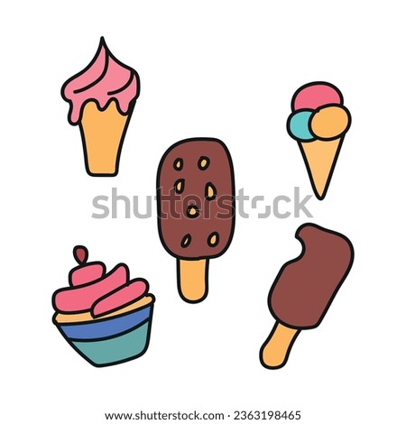 Collection of vector ice cream illustrations isolated on white