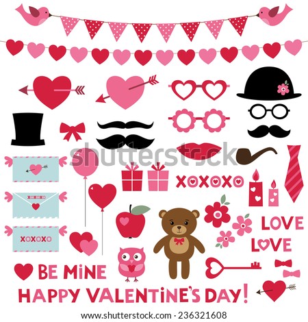 Valentine's Day vector set - photo booth props and design elements