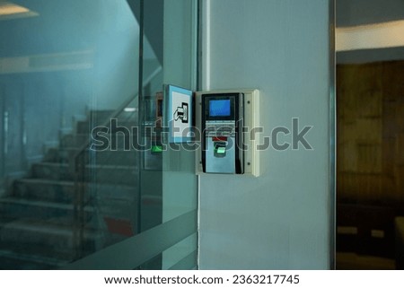 Fingerprints scanner machine for access door security and for records time attendance.                               