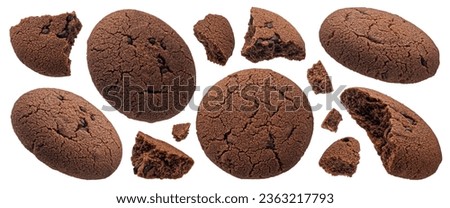 Chocolate cookies isolated on white background Royalty-Free Stock Photo #2363217793