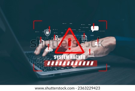 Cyber security and Security password login online,   Alert Email inbox and spam virus with warning caution for notification on internet letter security protect, junk and trash mail and compromised 