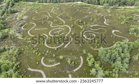 Aerial view of trails and paths in the countryside