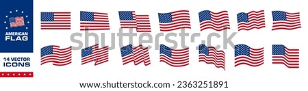 American flag icon set. Flat style.