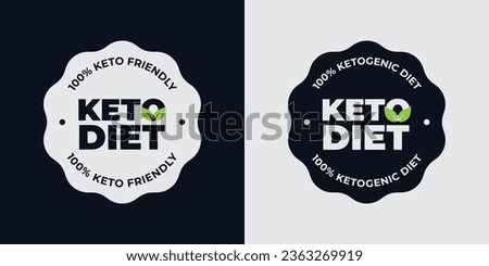 Set badge keto diet, Ketogenic diet, keto friendly, keto stamps, logo, icon, certified, stickers, packging design, isolated flat vector, illustration of new badge. on white background. Royalty-Free Stock Photo #2363269919
