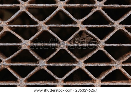 Metal texture of a rusted grating on the island of Koh Chang, in the Gulf of Thailand, Trat province, Southeast Asia.