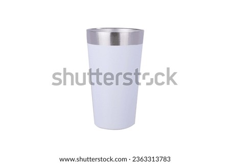 stainless steel wine Tumbler glass, double wall vacuum insulated stemless coffee mug, tumbler cup. thermal glass sublimation tumbler glass. white  color and stylish design. hot and cold drinks. Royalty-Free Stock Photo #2363313783