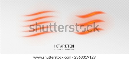 Hot air flow effect icon on transparent background. Warm air element for heater. Gradient curve line - vector illustration. Royalty-Free Stock Photo #2363319129