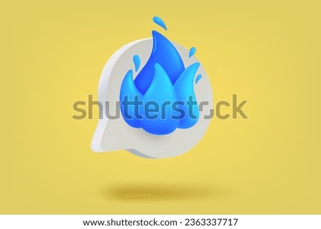 Speech bubble with blue gas flame. 3d vector illustration