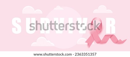 Breast cancer survivor banner design with a pink satin ribbon. Vector illustration.