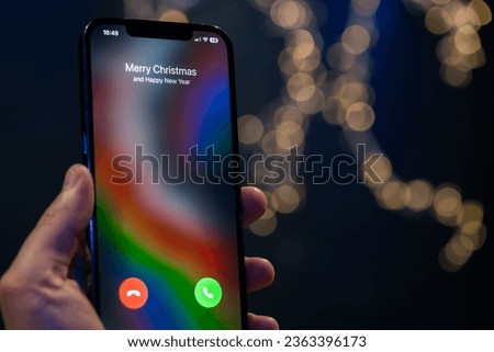 Incoming call screen from Merry Christmas, close up.