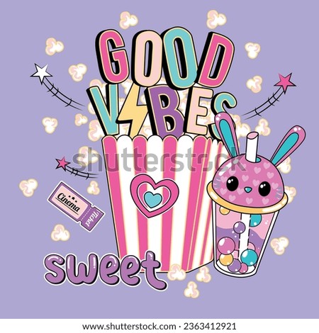 good vibes graphic tees for girl sweet design Royalty-Free Stock Photo #2363412921
