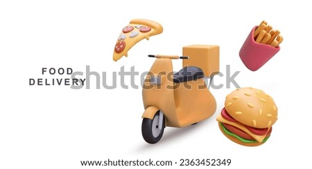 3d realistic food delivery service  banner. Vector illustration.
