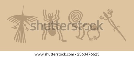 Nazca lines, draws of animals in the sand in Ica Peru Royalty-Free Stock Photo #2363476623