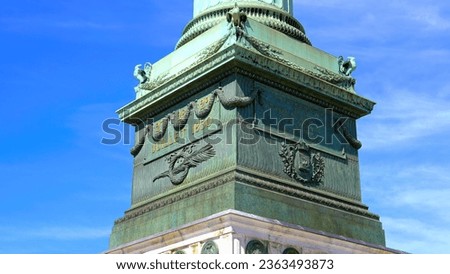 Famous column at Bastille Square in the city of Paris - stock photography