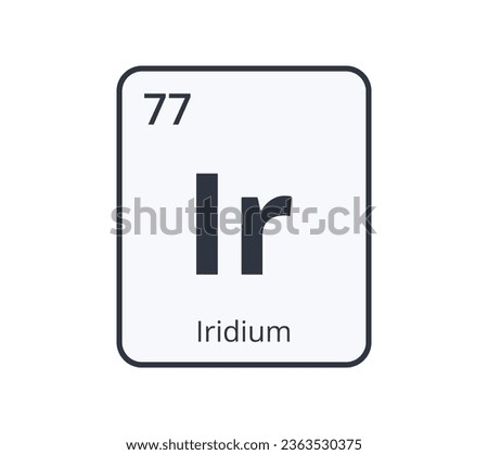 Iridium Chemical Symbol. Graphic for Science Designs.
