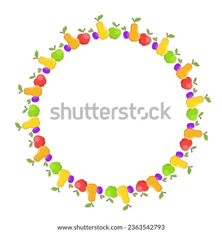 sweet fruit apple, plum and pear round frame