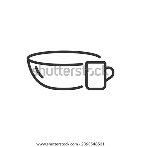 Utensils, linear icon. A bowl and a cup. Line with editable stroke
