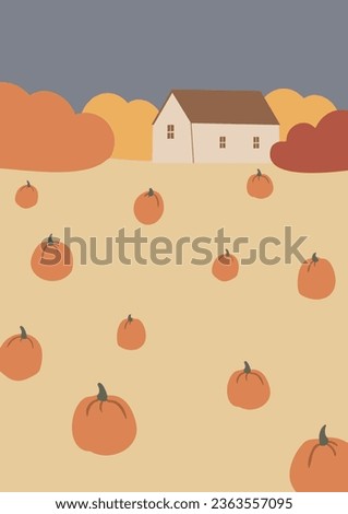 Halloween scene clipart, Spooky decorated door vector illustration, October festival printable poster, Fall landscape print, cemetery with graves background, digital download card, flat style images.