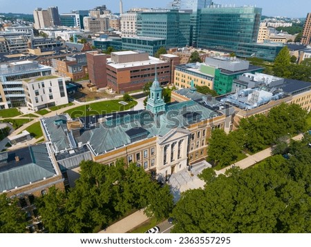Simmons University Main College Building in Main Campus aerial view at Longwood Medical And Academic Area in city of Boston, Massachusetts MA, USA. 