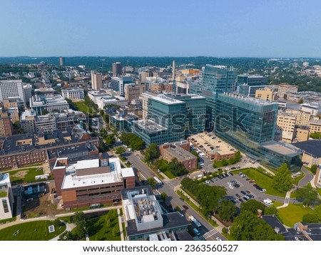 Boston Longwood Medical and Academic Area aerial view in Boston, Massachusetts MA, USA. This area including Beth Israel Deaconess Medical Center, Children's Hospital, Dana Farber Cancer Institute, etc