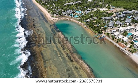 High Wall Beach At Port Of Chickens Beach In Pernambuco Brazil. Exotic Bay Water. Nature Landscape. Paradise Scenery. Travel Destinations. High Wall Beach At Port Of Chickens Beach Brazil. Royalty-Free Stock Photo #2363573931