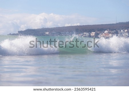 A wave breaking on the shore.