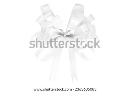 white gift bow ribbon isolated on white background