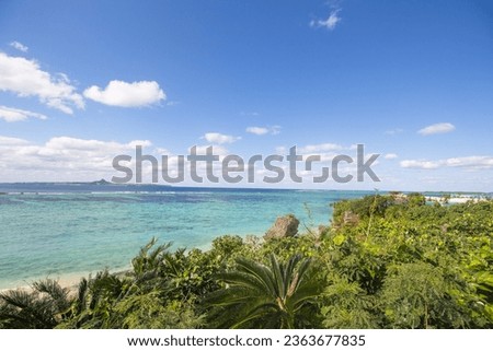 Tropical paradise beach of Okinawa, Japan. Copy space for text Royalty-Free Stock Photo #2363677835