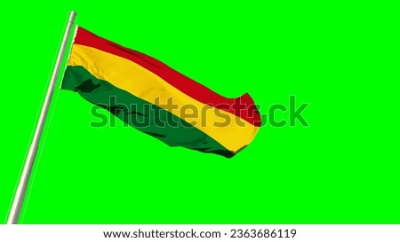 Waving glorious flag of Bolivia on green screen, isolated - object 3D rendering