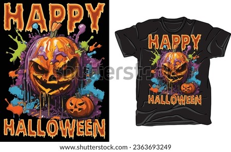 Happy Halloween Scary Pumpkin T-Shirt Design