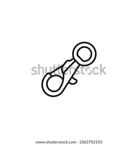 Carabiner linear icon. Thin line customizable illustration. Contour symbol. Vector isolated outline drawing. Editable stroke