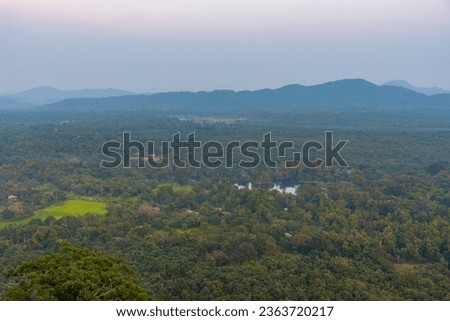 Sunset view of landscape near Sigiriya from Pidurangala, Sri Lanka.