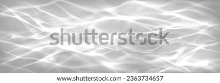 White water wave light surface overlay background. 3d clear ocean surface pattern with reflection effect backdrop. Marble desaturated texture. Sunny aqua ripple movement with shiny refraction Royalty-Free Stock Photo #2363734657