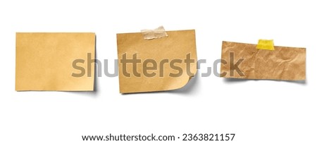 collection of various vintage note paper on white background. each one is shot separately