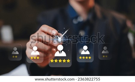 A Businessman or Human resources HR is searching for a right person for a job position. Concept of hiring, selection, interview, recruitment, soft skill and hard skill. Company employee match. Royalty-Free Stock Photo #2363822755