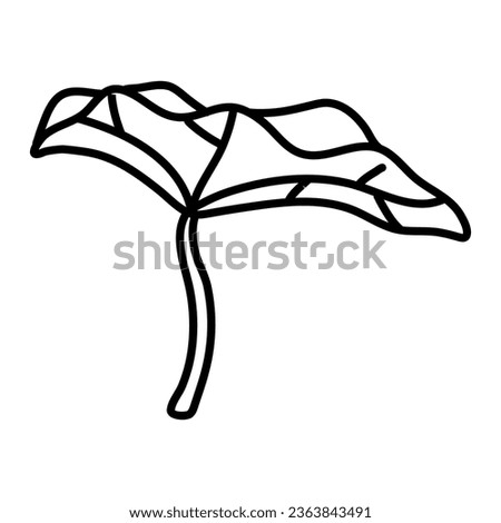 Doodle lotus leaf doodle hand drawn botanical illustration with line art style on white background.